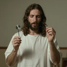 Jesus failing a polygraph test, photography