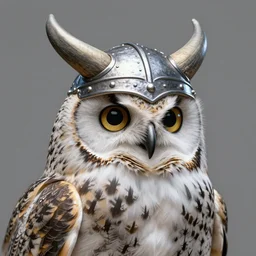 A highly detailed, realistic anthropomorphic owl going to adventure wearing a horned viking helmet, shield, and green shirt. Commission on Artstation. Digital Art.