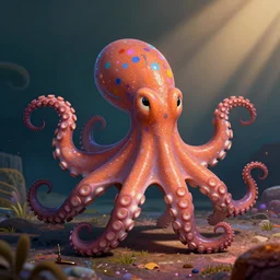 caricature of a happy dancing octopus in psychdelic style, robert williams style