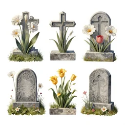 flowers and graves, surrealistic collage art
