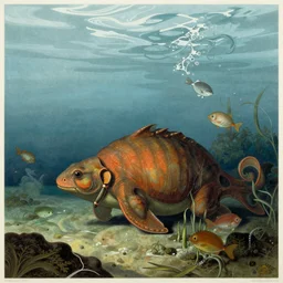 landscape of rich and beautiful life under water scientific zoological illustration, made by Ernst Haeckel and John Megahan