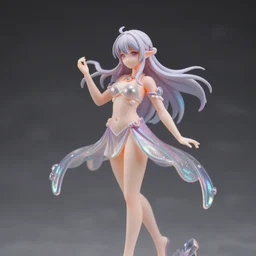 James Jean isolated romantic girl vinyl figure, figure photography, dynamic pose, holographic undertones, glitter accents on figure, anime stylized, accurate fictional proportions, high delicate details, ethereal lighting - H 640