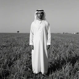 beautiful model wearing thobe alone in a field, a high contrast hyper detailed black and white studio portrait photo, shot in area x from the movie annihilation, by beau brashares, pinhole photography