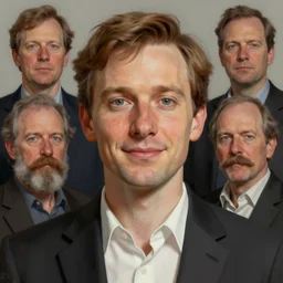 photo of ron mueck with simple smile paint detailed digital artstation, portrait hd 4 k, y greg rutkowski and gaston bussiere and craig mullins and j. c. leyendecker, hd