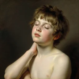 portrait of classical boy graceful, eyes closed, painting by gaston bussiere, craig mullins, j. c. leyendecker