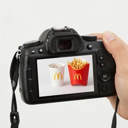 dslr photo of take - out mcdonalds, food selfie