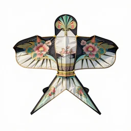art deco kite, clean 3d render, octane render, isolated on a pure white background, centered, entire object in frame, sharp focus, soft studio lighting