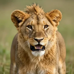 hyper - realistic portrait of a happy lion cub, photorealism, portrait photography, volumetric lighting, insanely detailed, artstation, 4 k, 8 k