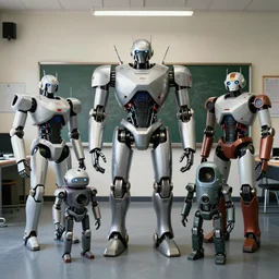 a group photo of android ultra futuristic robot in class, by kenneth anger, leica sl 2 5 0 mm