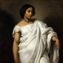 top angle view, wide lens of african girl wearing a toga, beautiful concept painting by caravaggio, ruan jia, jakub rebelka, artgerm, greg rutkowski, edgar maxence