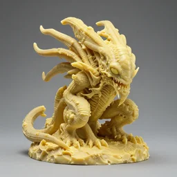 butter sculpture of a mind flayer, photo, detailed, 4k