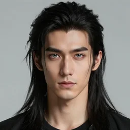 portrait of tall, 3 3 - year - old handsome man with long dirty black hair, and ice grey eyes, wearing black clothes, no beard, hyper realistic face, beautiful eyes, character art, art by mark brooks, hyperdetailed, cryengine, trending on artstation, digital art