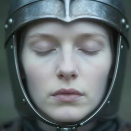 very blurry!!!!!!!!, medieval helm!!!!!!!, out of focus!!!!! photorealistic portrait of a beautiful pale woman by saul leiter, very blurry, translucent white skin, closed eyes, foggy, pale lips, closeup