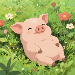 cute and adorable piglet resting on a beautiful garden by makoto shinkai, miniature pig, studio ghibli, hayao miyazaki, key anime visual, 8 k, highly detailed, rendered, trending on artstation
