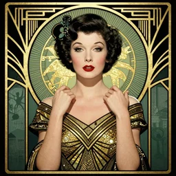clara bow, mucha style, art nouveau, art deco,