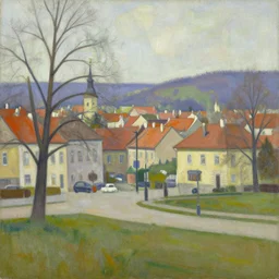 an edward hopper style painting of ( ( ( ( ( ( ( ( balatonfured, a resort town in veszprem county, in hungary ) ) ) ) ) ) ) ), early - spring, march of 1 9 4 8