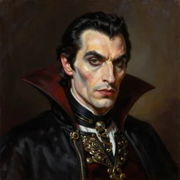 ultra realistic portrait painting of dracula, art by frank frazetta, 4 k, ultra realistic, highly detailed, epic lighting