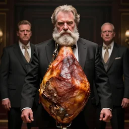 hyperrealistic dslr film still of a info wars alex jones disguised as ( baked ham ), stunning 8 k octane comprehensive 3 d render, inspired by istvan sandorfi & greg rutkowski & unreal engine, perfect symmetry, dim volumetric cinematic lighting, extremely hyper - detailed, extremely lifelike attributes & texture, intricate, masterpiece, artstation, stunning