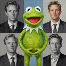 collage painting of kermit the frog by ibram lassaw and max magnus norman trending on artstation and filmic