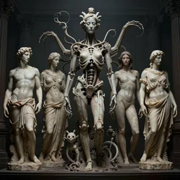intricate artwork masterpiece biomechanical dystopian classical ancient statues, by nicolas delort, zdizslaw beksinski, victo ngai, josan gonzalez, kilian eng, ominous, dramatic horror cinematic lighting, volumetric 8 k