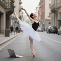 Computer dancing ballet on the street