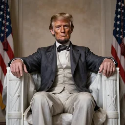 a portrait photograph of Donald Trump as Abraham Lincoln, DSLR photography