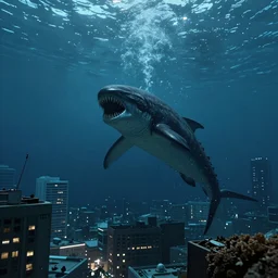 The unknown creature from the deep attacking a city.