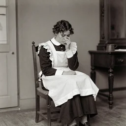 sad chambermaid 1800s historic photograph