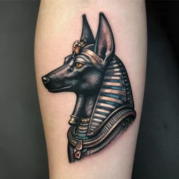 tattoo design, side portrait of anubis, artgerm, by artgerm, ominous