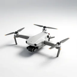 miniature drone, clean 3d render, octane render, isolated on a pure white background, centered, entire object in frame, sharp focus, soft studio lighting