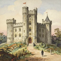 castle gormenghast, by gustave dore and gustave morneau, watercolor