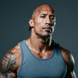An 80's photo of Dwayne Johnson with a mullet, 4K, Moody Lighting