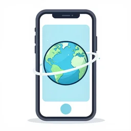 illustration of a mobile phone with a planet inside the screen going out