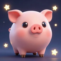 3D Fantasy Cute and adorable chubby alien piggy in space, huge adorable eyes, bright stars, Smooth 3D Illustration, soft render, Servando Lupini, Daniil Kudriavtsev, handpaint texture, Blender, 3DCoat