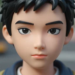 beautiful overhead perspective extreme closeup portrait photo in style of 1990s frontiers in 1/6 scale art figure model retrofuturism french seinen manga street fashion photography wachowski edition, focus on pursed lips, eye contact, highly detailed, soft lighting