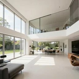Interior photograph of a bright modern house, 8k, ultra HD
