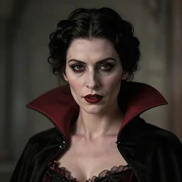 portrait of a lady vampire, 35mm, victorian, depth of field, DOF, ominous, sharp, highly detailed, photorealistic, realistic, unreal 5, high definition, 8k, deviantart, donato giancola, irwin penn, (Alphonse Mucha)