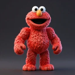 3D render of an extremely muscular elmo