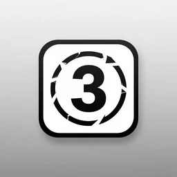 realistic number rotating symbol in the form of fluctuating square with shattered angles, monochrome logo illustration