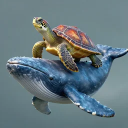 a turtle riding on a whale, digital art, highly detailed, intricate, sharp focus, trending on artstation, unreal engine, 8 k resolution, beautiful lighting,