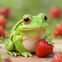 photo of a frog that looks like a strawberry