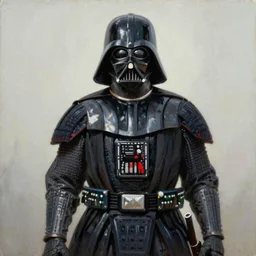 a portrait of Samurai Darth Vader, full figure action pose, white eyes, bored, illustration, soft lighting, soft details, painting oil on canvas by Edmund Blair Leighton and Charlie Bowater octane render, HDR, trending on artstation, 4k, 8k, HD