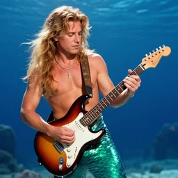 bon jovi as a mermaid playing electric guitar, a still photo from disney's'the little mermaid ( 1 9 8 9 )'