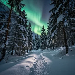 Aurora Aksnes in a snow forest