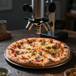an electron microscope picture of the worlds smallest pizza