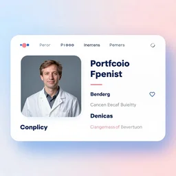 portfolio website design of a scientist with cool colors, minimalistic design with beautiful typography and gradients
