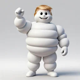 donald trump dressed as the michelin man, flash photograph,