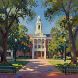 a psychedelic impressionist painting of calhoun square
