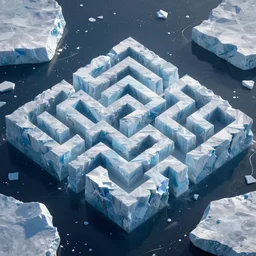 wimmelbilder maze ice sheets in the arctic, unreal engine, octane render, isometric, very sharp