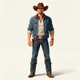 a full body portrait by woo dun of a handsome cowboy, trending on artstation